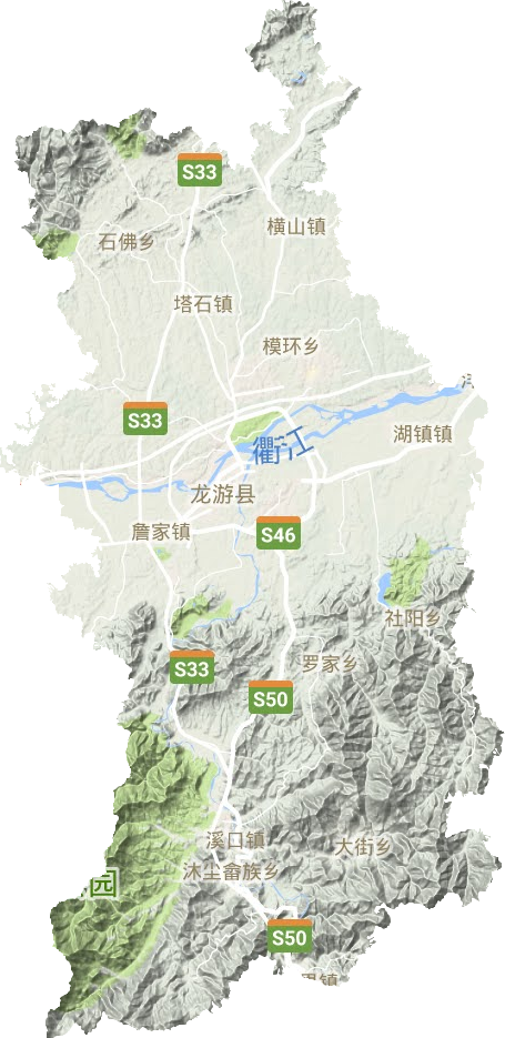 龙游县地形地图