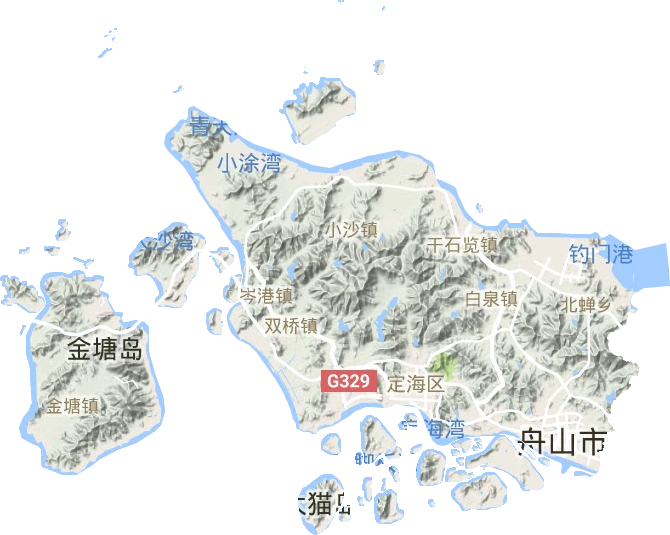 定海区地形地图