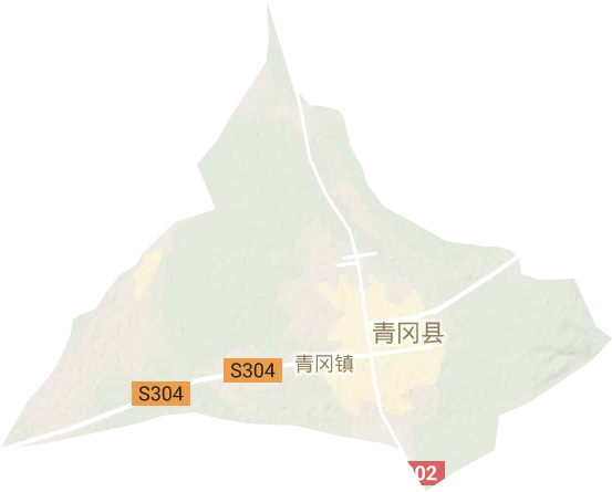 青冈镇地形地图