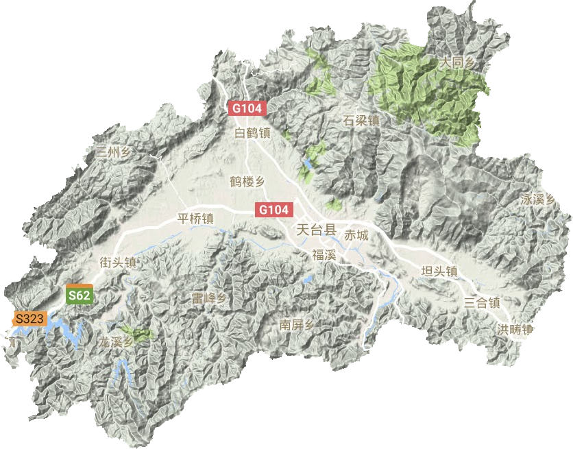 天台县地形地图