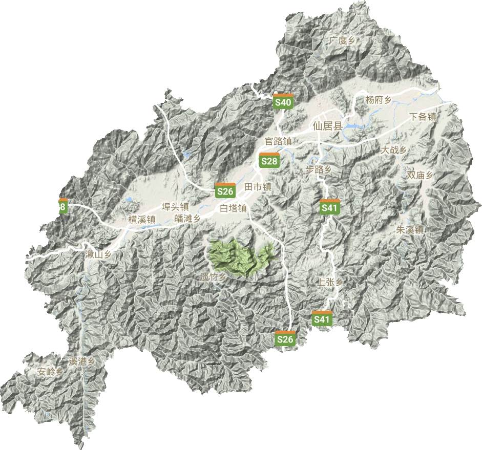 仙居县地形地图