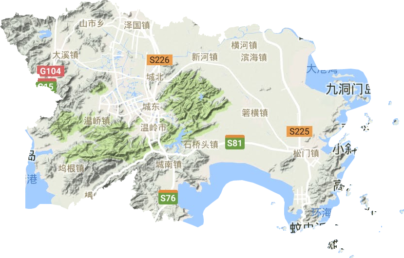 温岭市地形地图