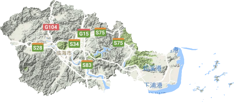 临海市地形地图