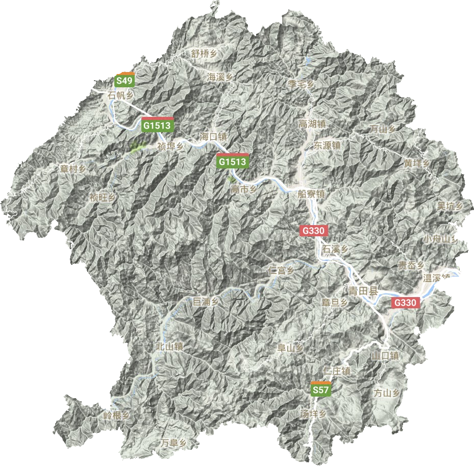 青田县地形地图
