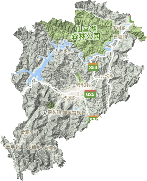 云和县地形地图