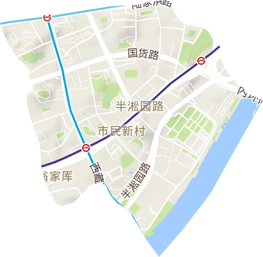 半淞园路街道地形地图