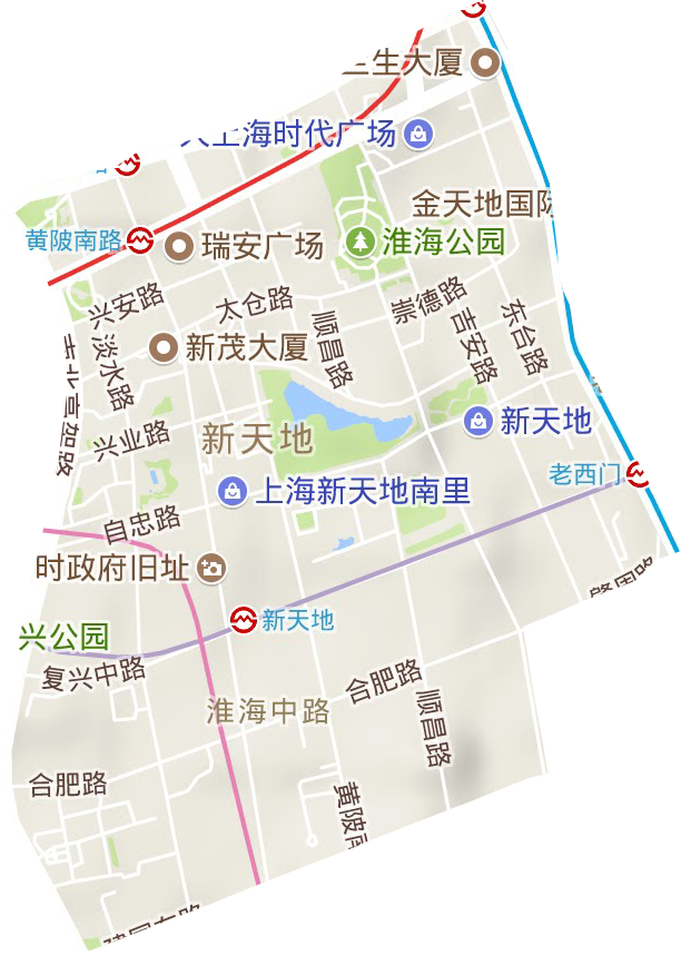 淮海中路街道地形地图
