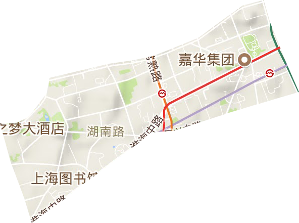 湖南路街道地形地图