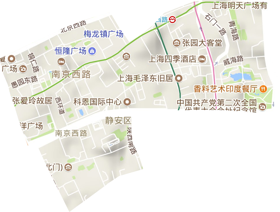 南京西路街道地形地图