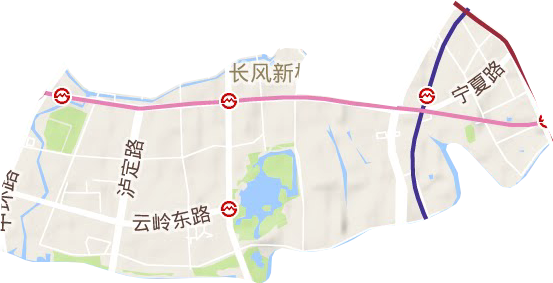 长风新村街道地形地图