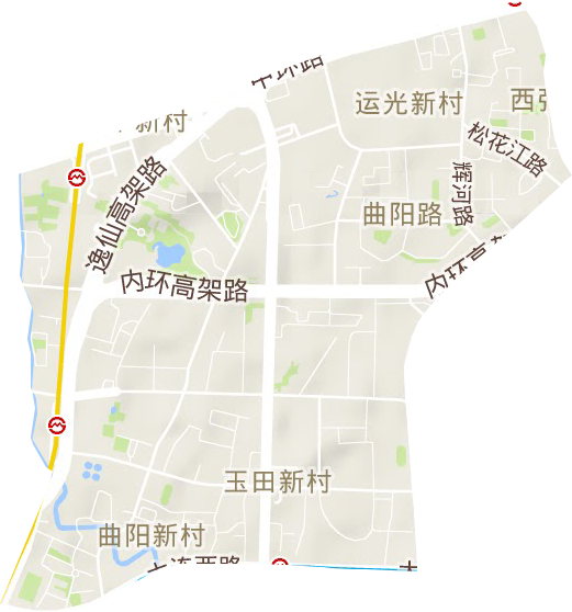 曲阳路街道地形地图