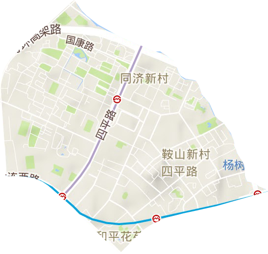 四平路街道地形地图