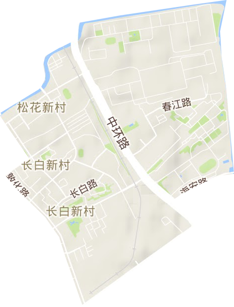 长白新村街道地形地图