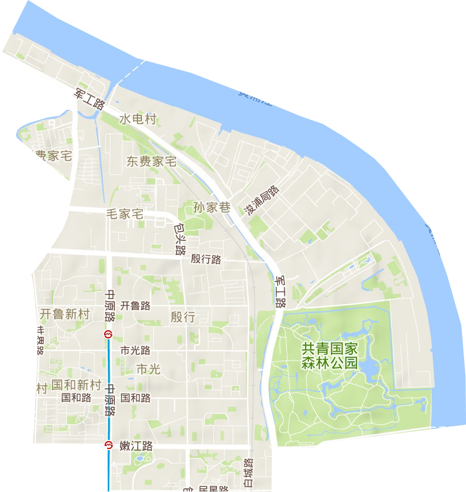 殷行街道地形地图