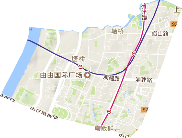 塘桥街道地形地图