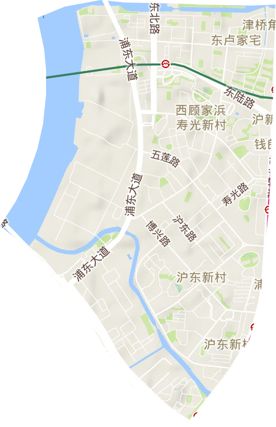沪东新村街道地形地图