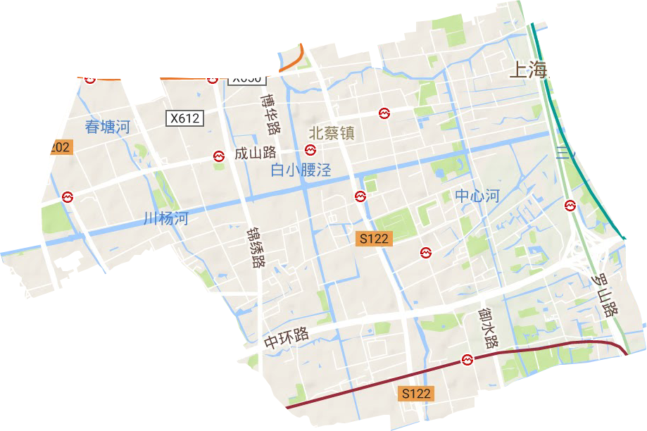 北蔡镇地形地图
