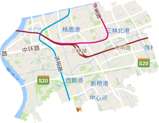 三林镇地形地图