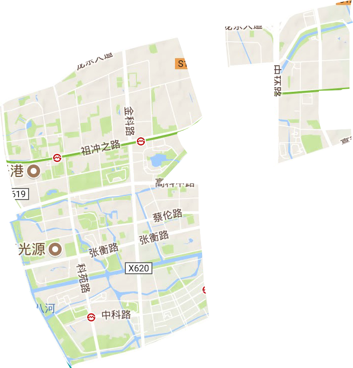 张江高科技园区地形地图
