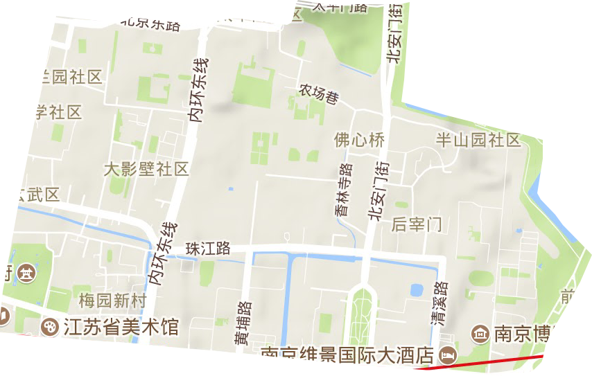 梅园新村街道地形地图