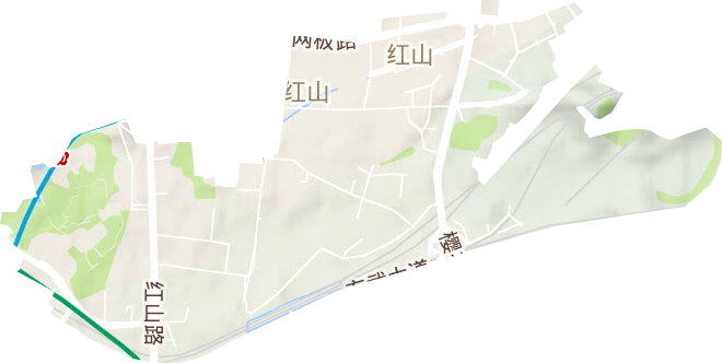 红山街道地形地图