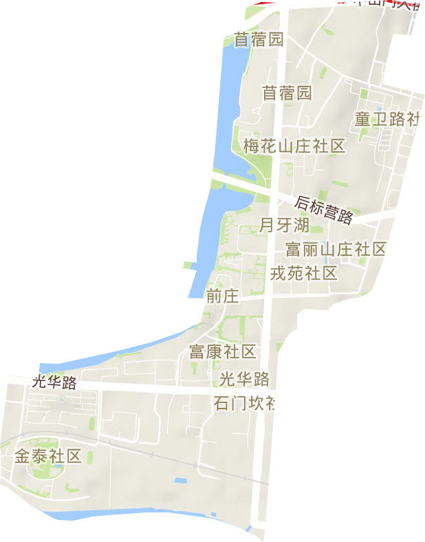 月牙湖街道地形地图