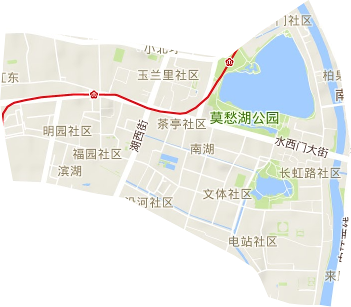 莫愁湖街道地形地图