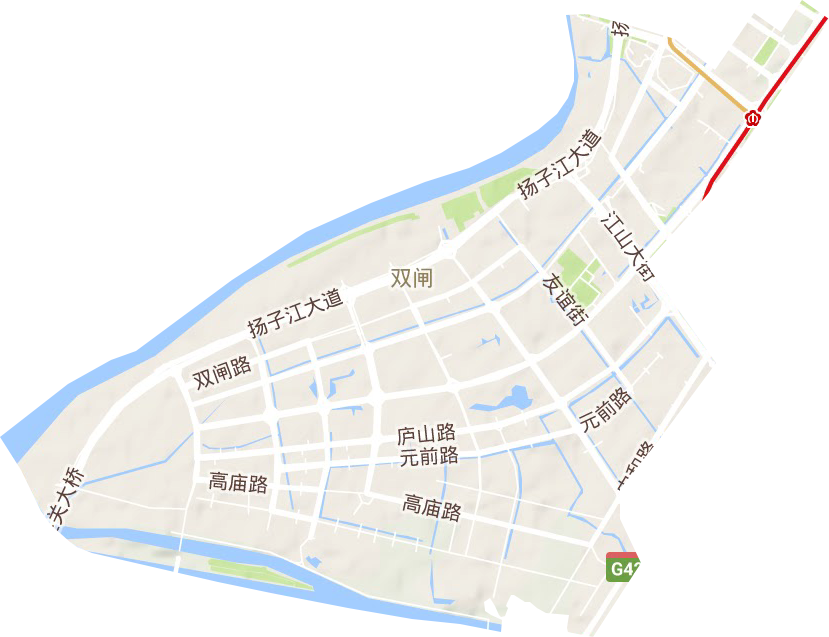 双闸街道地形地图