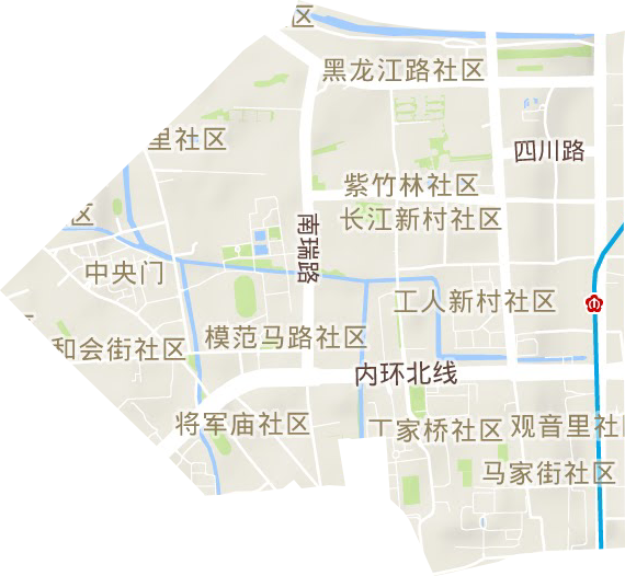 中央门街道地形地图