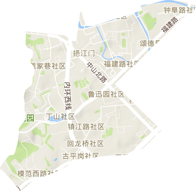 挹江门街道地形地图