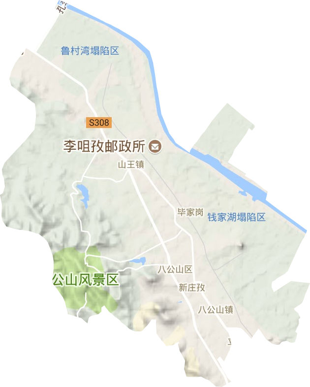 八公山区地形地图