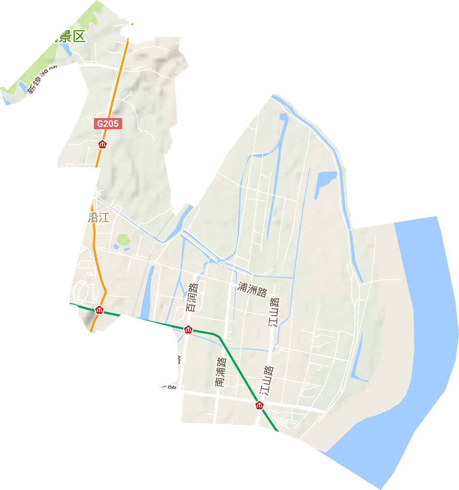 沿江街道地形地图