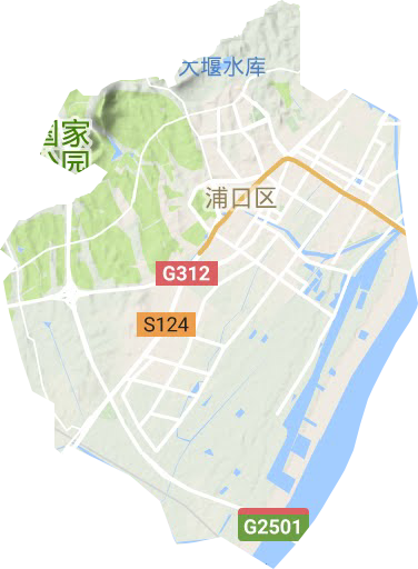 江浦街道地形地图