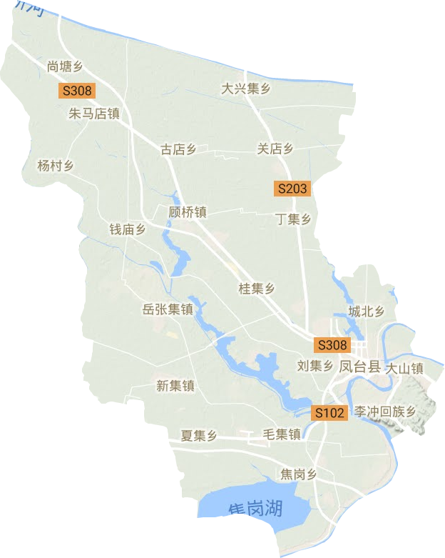 凤台县地形地图