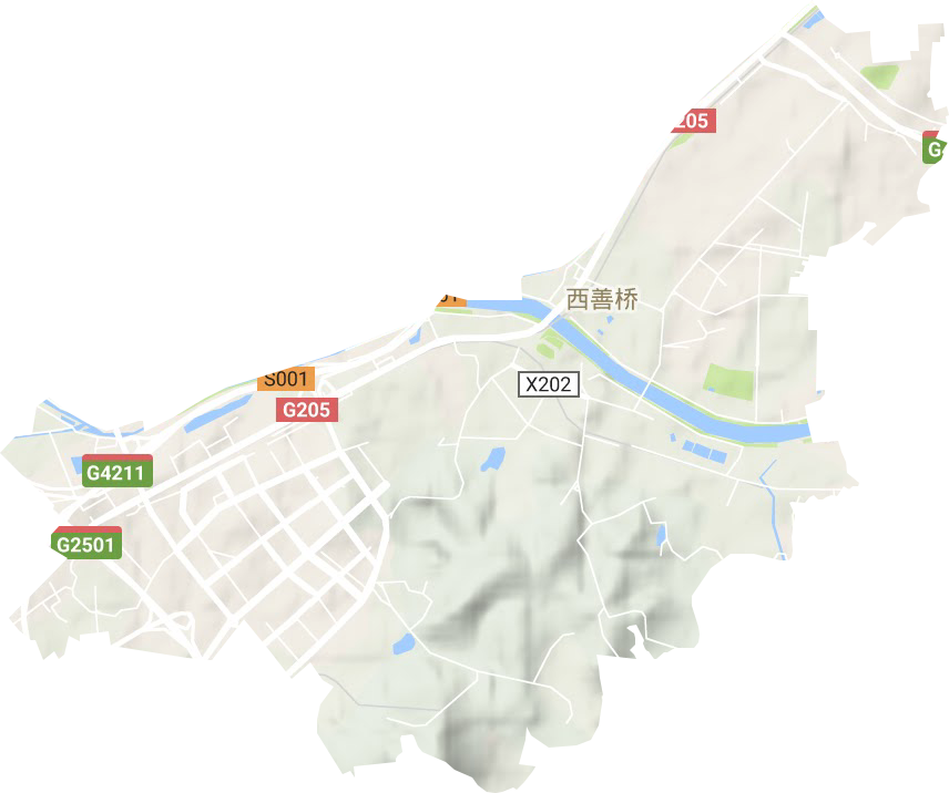 西善桥街道地形地图
