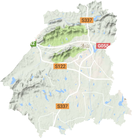 汤山街道地形地图