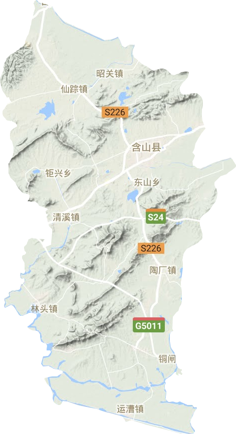含山县地形地图