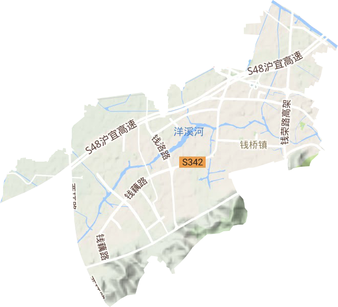 钱桥街道地形地图