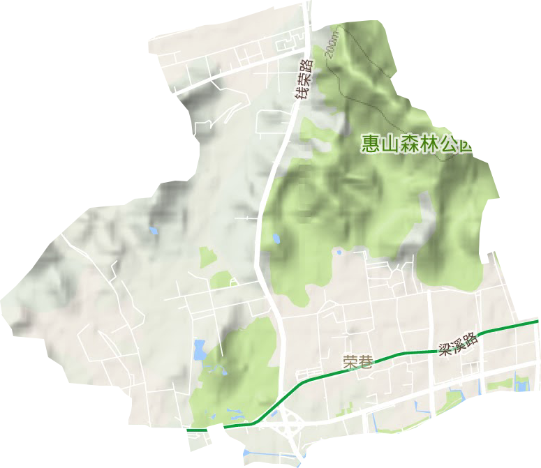 荣巷街道地形地图