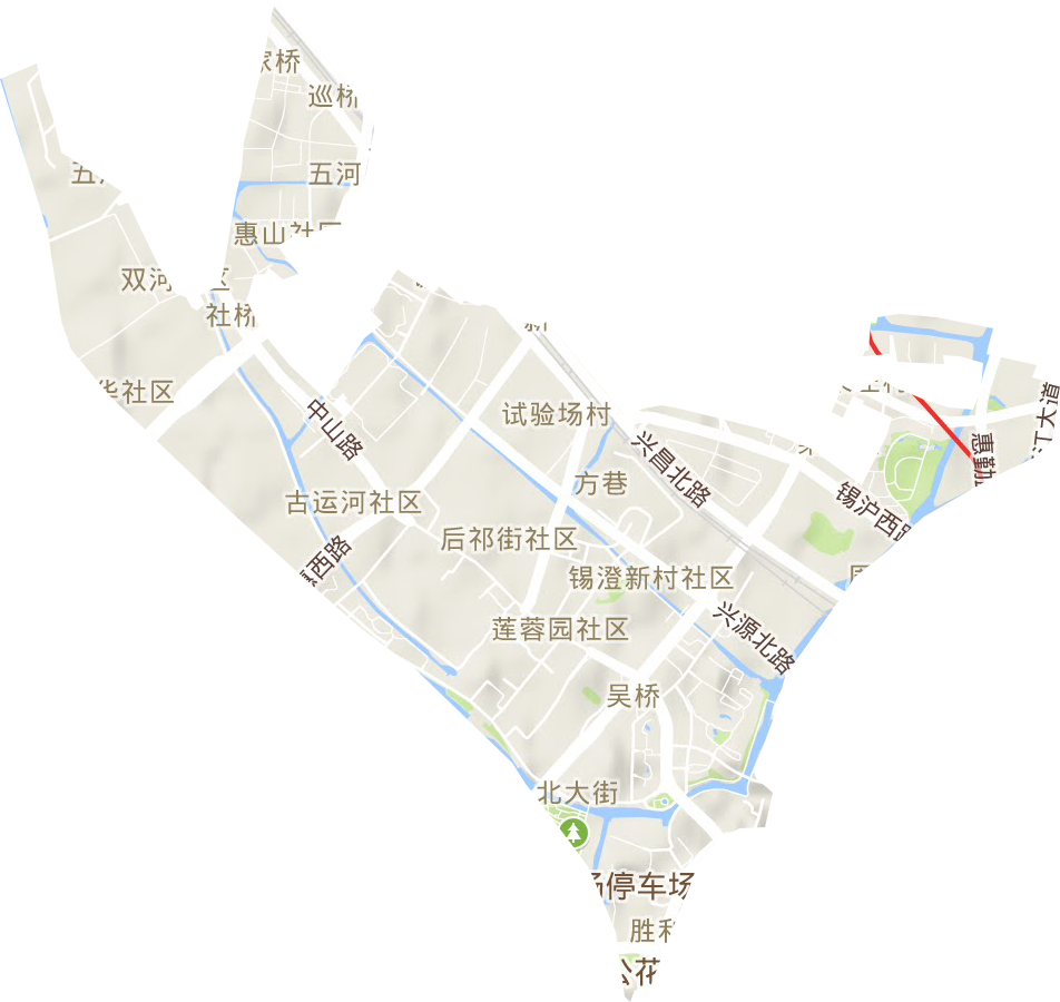 北大街街道地形地图