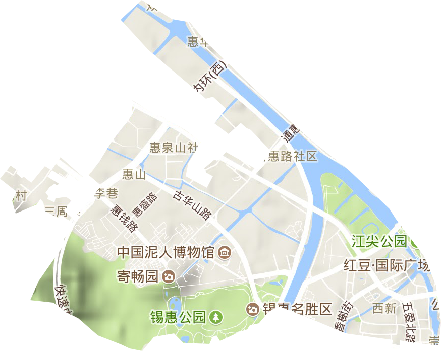 惠山街道地形地图