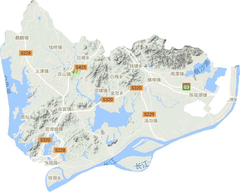 枞阳县地形地图
