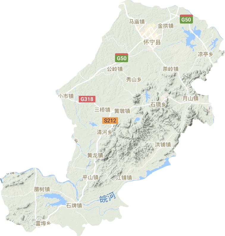 怀宁县地形地图