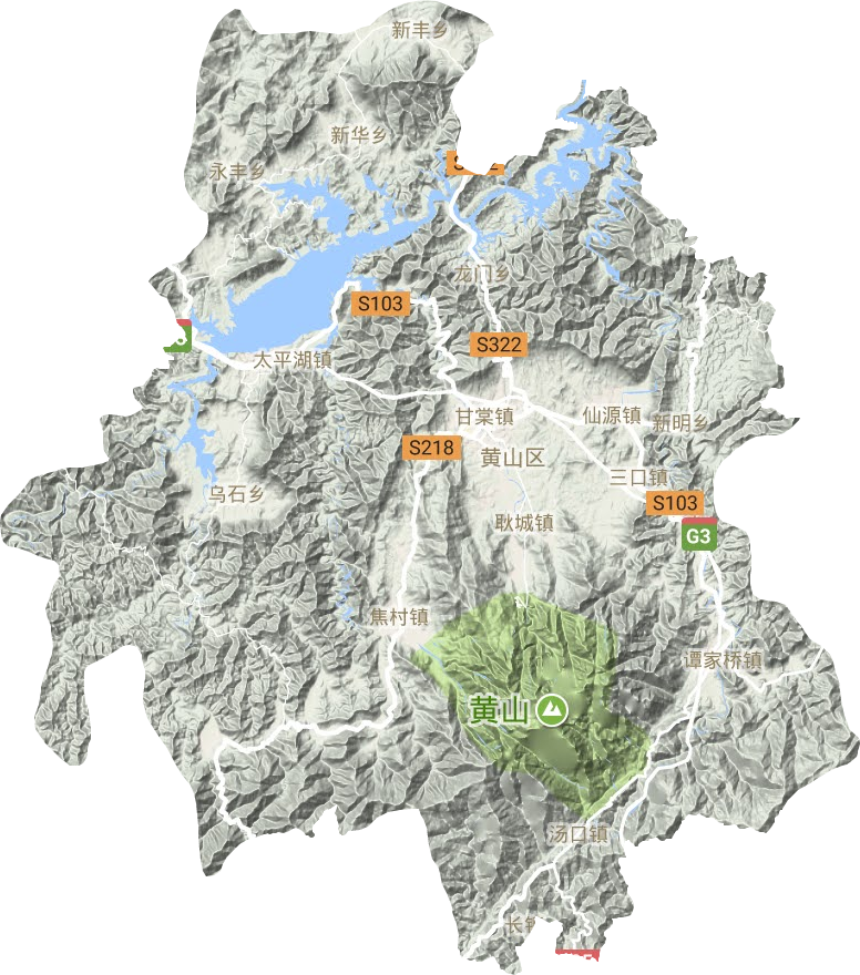 黄山区地形地图