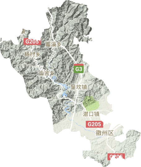 徽州区地形地图