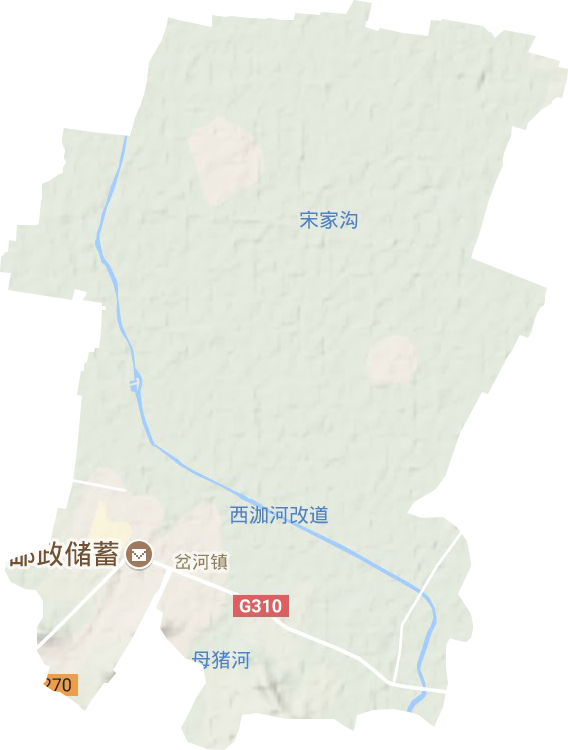岔河镇地形地图