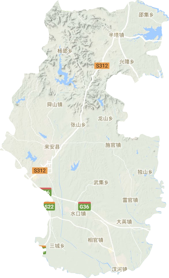 来安县地形地图