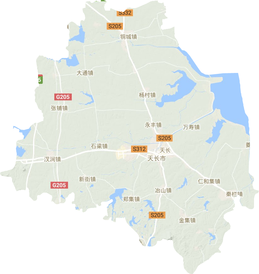 天长市地形地图