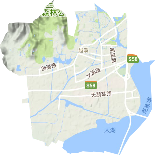越溪街道地形地图