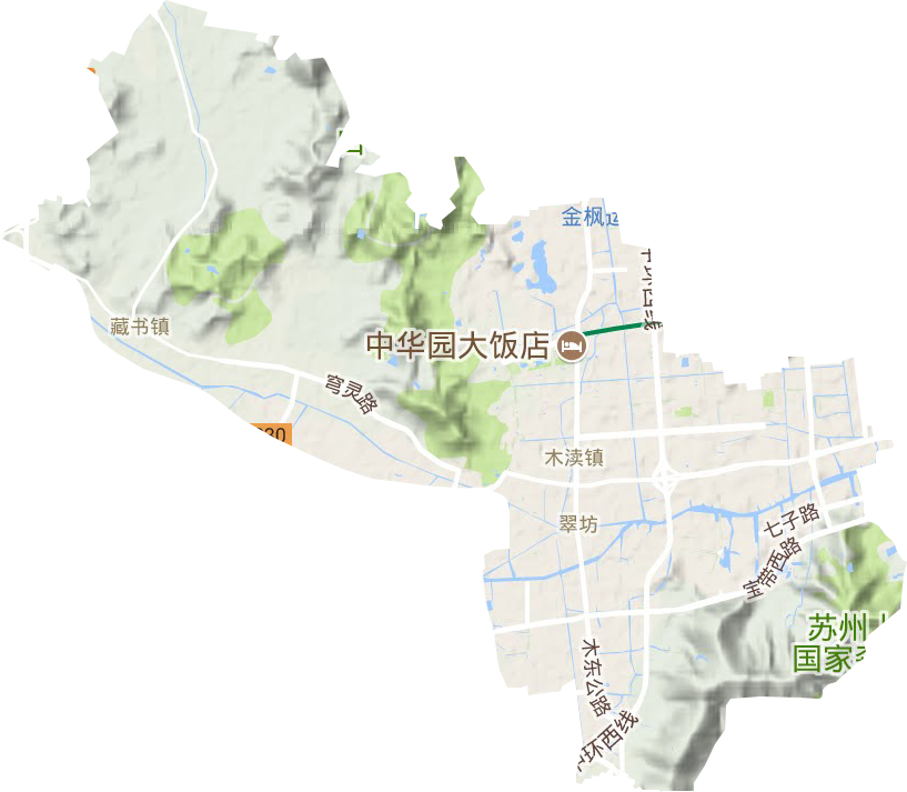 木渎镇地形地图